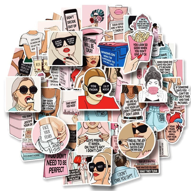 Pink Girls Motivational Quotes Sticker Pack-GraffitiWallArt