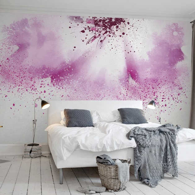 Pink Large Flower Wallpaper Murals-GraffitiWallArt