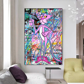 Pink Panther Poster - Vibrant Whimsical Canvas-GraffitiWallArt