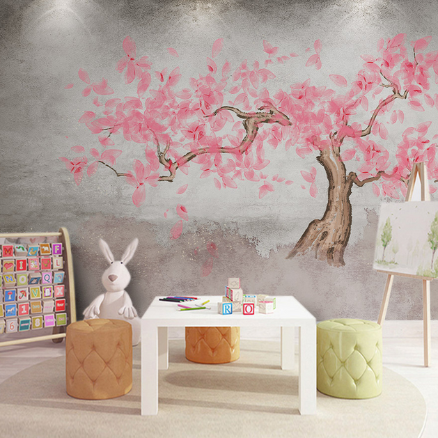 Pink Tree Wallpaper Murals: Vibrant and Stylish Décor-GraffitiWallArt