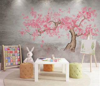 Pink Tree Wallpaper Murals: Vibrant and Stylish Décor-GraffitiWallArt