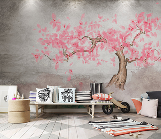 Pink Tree Wallpaper Murals: Vibrant and Stylish Décor-GraffitiWallArt