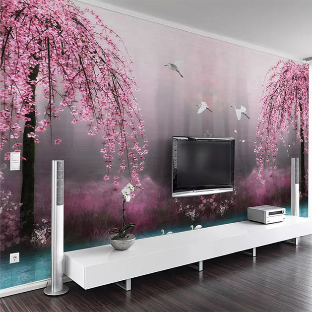 Pink Trees Wallpaper - Perfect Wallpaper for Your Space-GraffitiWallArt