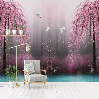 Pink Trees Wallpaper - Perfect Wallpaper for Your Space-GraffitiWallArt