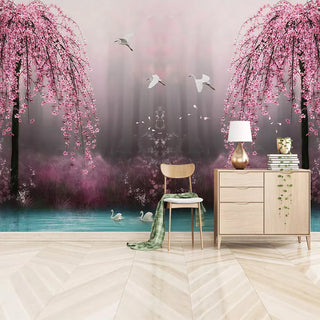 Pink Trees Wallpaper - Perfect Wallpaper for Your Space-GraffitiWallArt