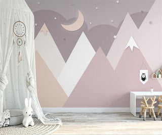 Pinkish Mountains Nursery Wallpaper-GraffitiWallArt