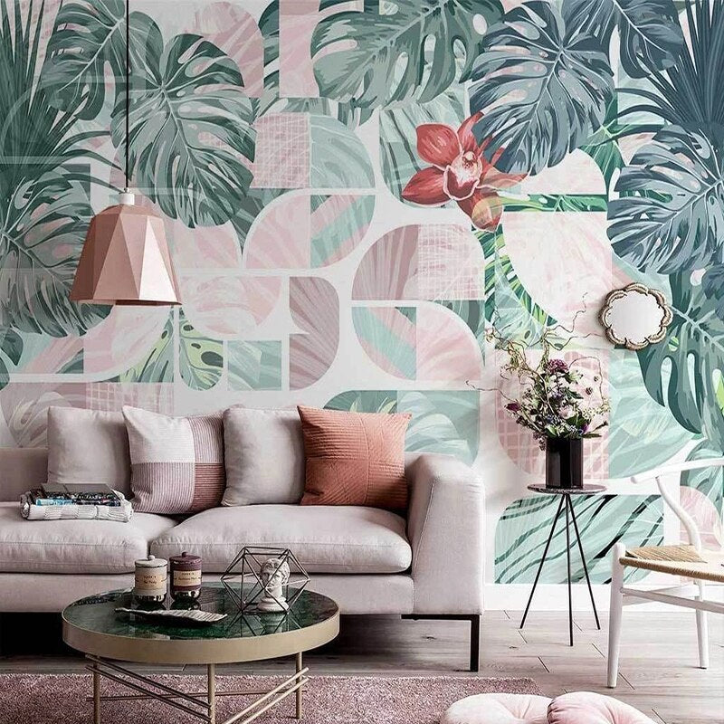 Plant Leaf Wallpaper Mural for Stunning Wall Décor-GraffitiWallArt