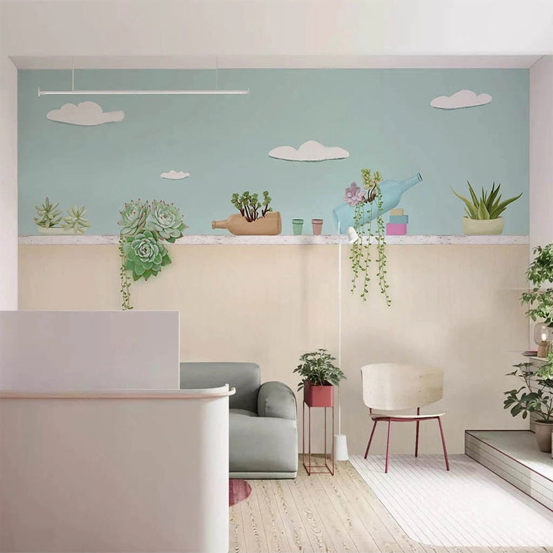 Plants Pots on Wall Nursery Wallpaper - Perfect Décor-GraffitiWallArt