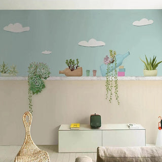 Plants Pots on Wall Nursery Wallpaper - Perfect Décor-GraffitiWallArt