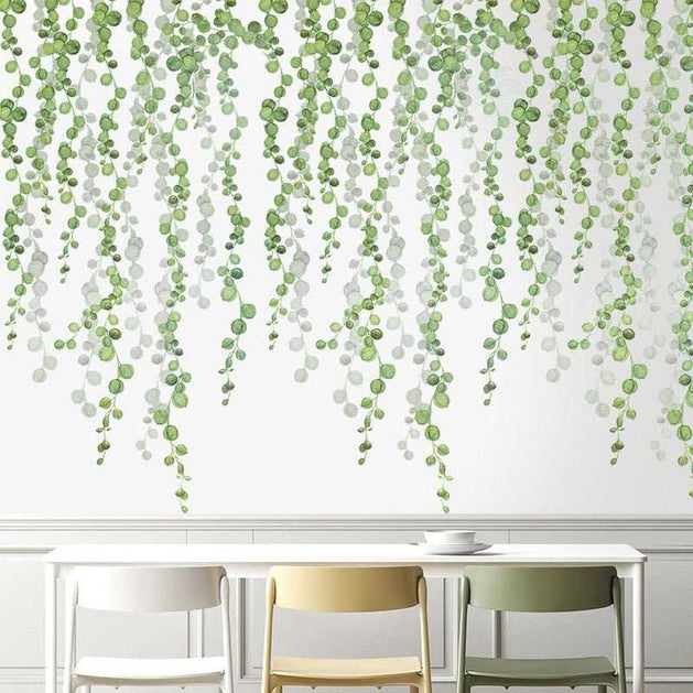 Plants Wall Stickers Green Leaves Wall Decals-GraffitiWallArt