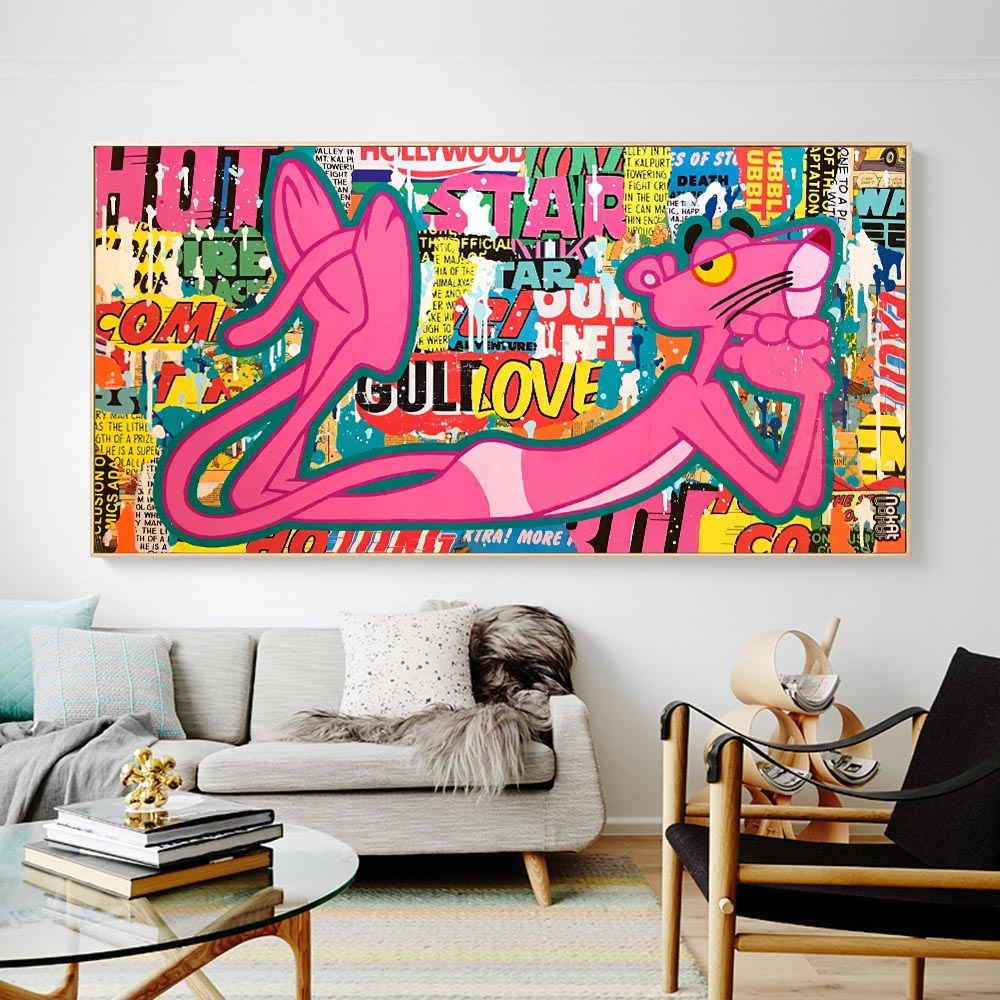 Playful and Stylish - Pink Panther Poster Art-GraffitiWallArt