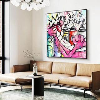 Playful Pink Panther Poster - Whimsical Wall Art-GraffitiWallArt