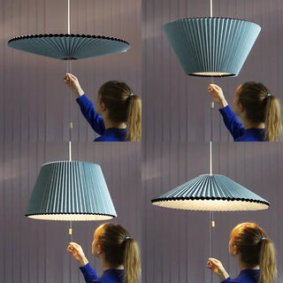 Pleated Fabric Pendant Umbrella Hanging Light-GraffitiWallArt