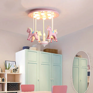 Pony Merry Go Round Pink Ceiling Light-GraffitiWallArt