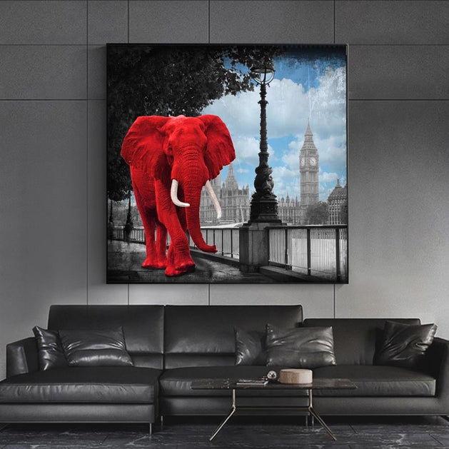 Pop Art Animal Canvas Painting - Elephant and Rhino Wall Art-GraffitiWallArt