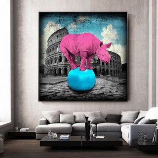 Pop Art Animal Canvas Painting - Elephant and Rhino Wall Art-GraffitiWallArt