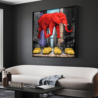 Pop Art Animal Canvas Painting - Elephant and Rhino Wall Art-GraffitiWallArt