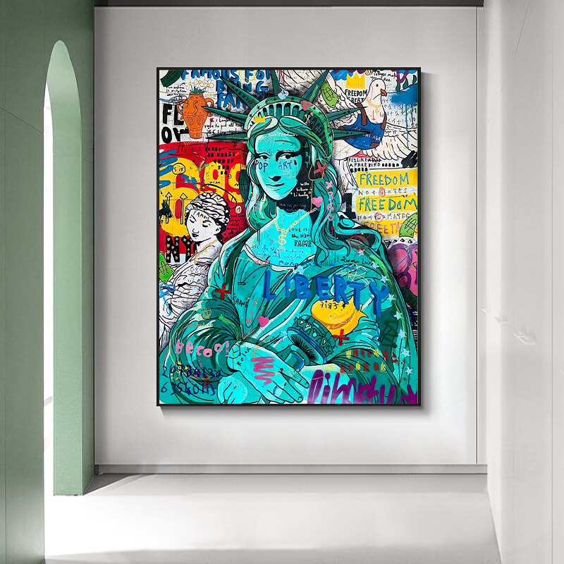 Pop Graffiti Art Statue Of Liberty Canvas Wall Art-GraffitiWallArt