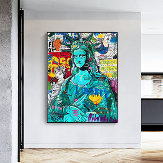 Pop Graffiti Art Statue Of Liberty Canvas Wall Art-GraffitiWallArt