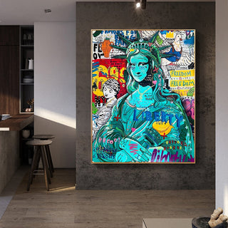 Pop Graffiti Art Statue Of Liberty Canvas Wall Art-GraffitiWallArt