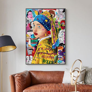 Pop Poster Girl With The Pearl Canvas Wall Art-GraffitiWallArt