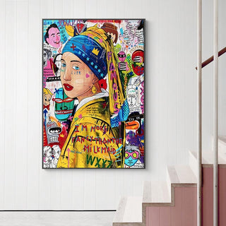 Pop Poster Girl With The Pearl Canvas Wall Art-GraffitiWallArt