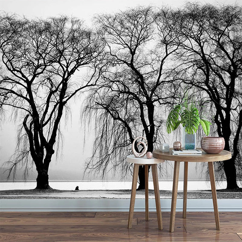 Premium Black Tree Wallpaper – Enhance Your Space-GraffitiWallArt