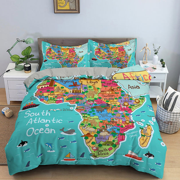 Premium World Map Bedding Set | Best Quality and Design-GraffitiWallArt