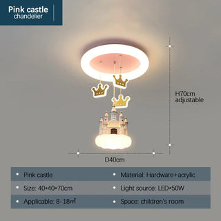 Princess Castle Crown Ceiling Light-GraffitiWallArt