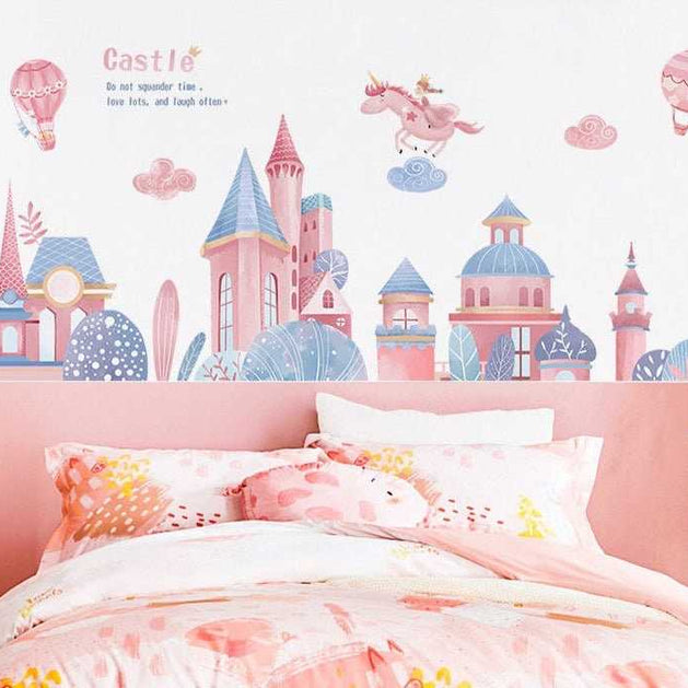 Princess Castle Wall Sticker - Girls Room Decal-GraffitiWallArt