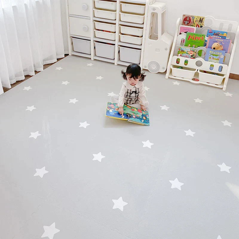 Puzzle Play Mat Tiles - White Stars Boho Theme Design-GraffitiWallArt