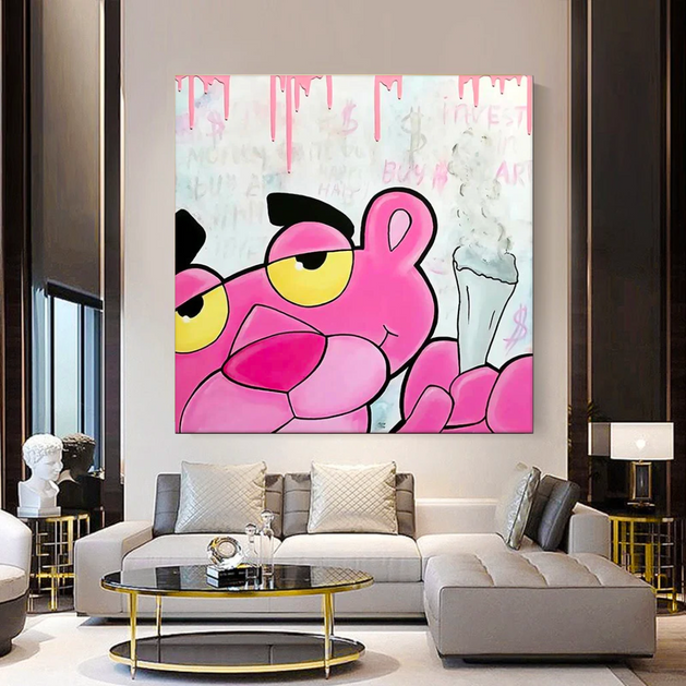 Quirky Cartoon Charm - Pink Panther Poster-GraffitiWallArt