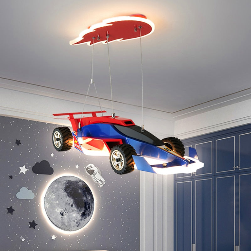 Racing Car Hanging Light - Art Deco Lighting for Kids Room-GraffitiWallArt