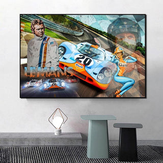 Racing Car Le Mans Racing Canvas Wall Art-GraffitiWallArt