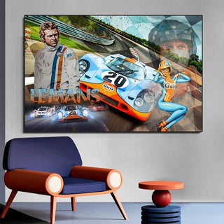 Racing Car Le Mans Racing Canvas Wall Art-GraffitiWallArt