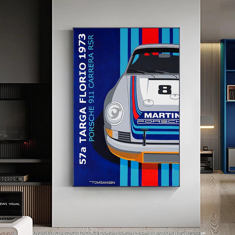 Racing Cars Carrera RSR Le Mans 24 Hours Canvas Wall Art-GraffitiWallArt