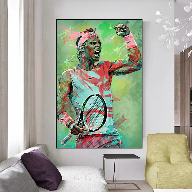 Rafael Nadal Tennis Canvas Wall Art - Sports Legend Decor-GraffitiWallArt