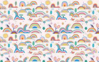 Rainbow City - Kids Room Wallpaper Mural-GraffitiWallArt