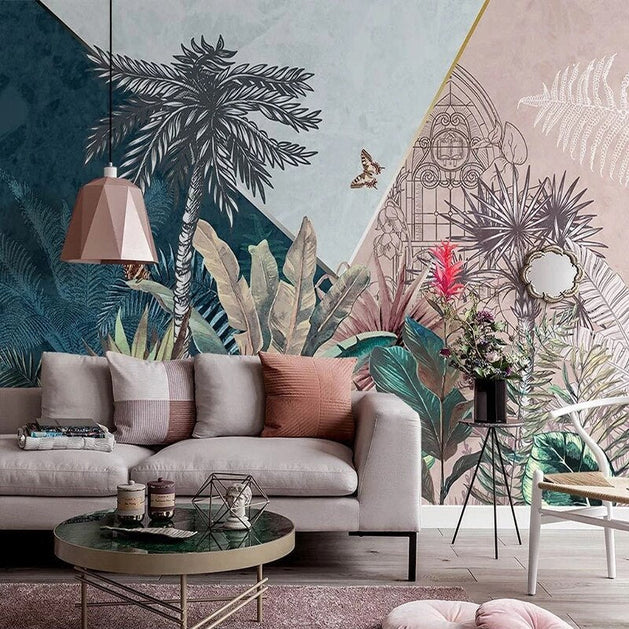 Rainforest Palm Trees Wallpaper for Home Wall Decor-GraffitiWallArt