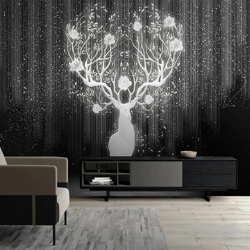 Reindeer Magic Wallpaper: Blend of Festive Charm-GraffitiWallArt