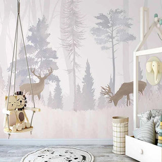 Reindeers in the Forest Nursery Wallpaper-GraffitiWallArt