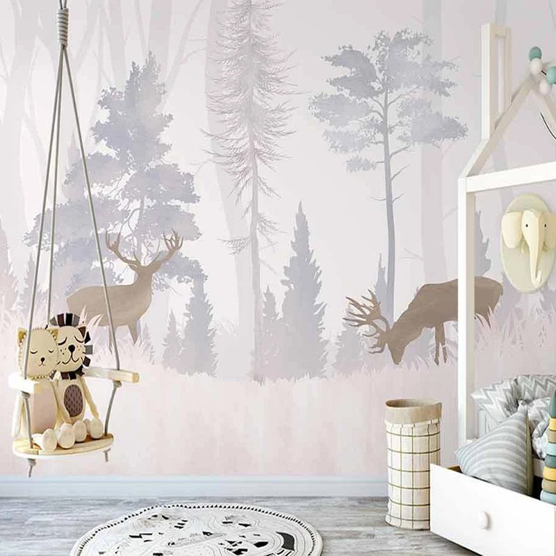 Reindeers in the Forest Nursery Wallpaper-GraffitiWallArt