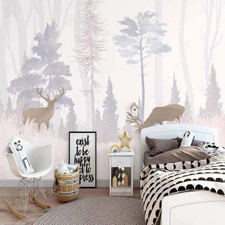 Reindeers in the Forest Nursery Wallpaper-GraffitiWallArt