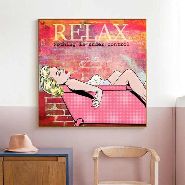 Relax Print Poster - Canvas Painting Wall Art - Woman Bathing-GraffitiWallArt