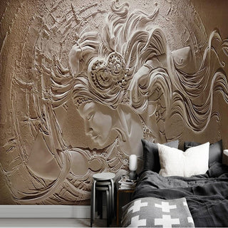 Relief Beauty Wallpaper for Home Wall Decor-GraffitiWallArt