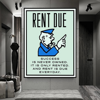 Rent Due Board Game - Monopoly Wall Art for Game Night-GraffitiWallArt