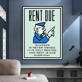 Rent Due Board Game - Monopoly Wall Art for Game Night-GraffitiWallArt