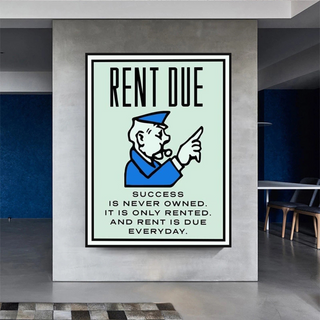 Rent Due Board Game - Monopoly Wall Art for Game Night-GraffitiWallArt