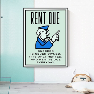 Rent Due Board Game - Monopoly Wall Art for Game Night-GraffitiWallArt