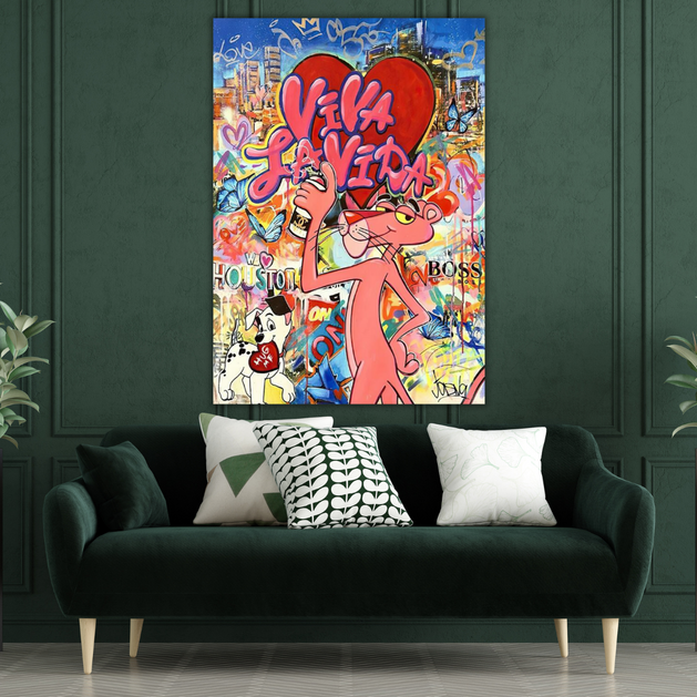 Retro Charm - Pink Panther Poster Print-GraffitiWallArt